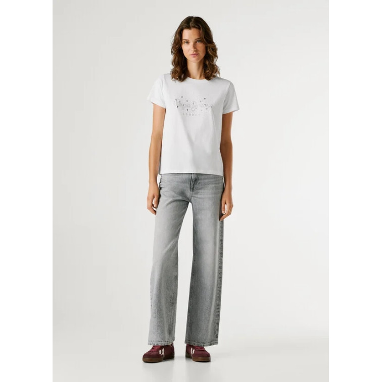 CAMISETA MUJER PEPE JEANS LOGO STRASS