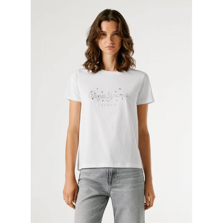 CAMISETA MUJER PEPE JEANS LOGO STRASS
