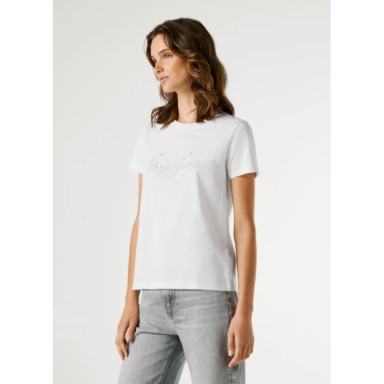 CAMISETA MUJER PEPE JEANS LOGO STRASS
