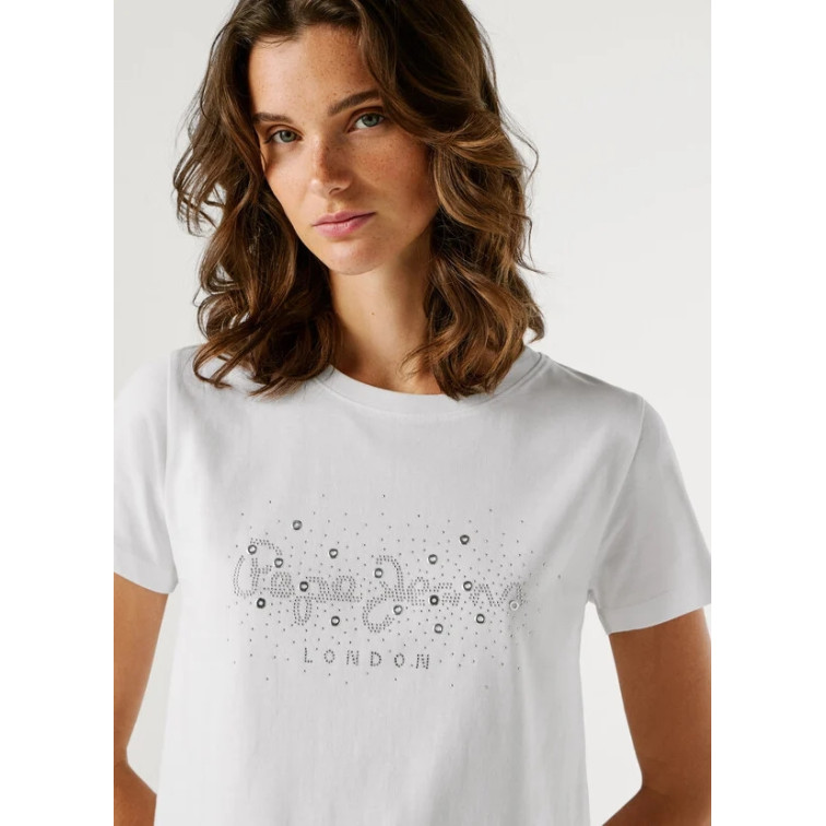 CAMISETA MUJER PEPE JEANS LOGO STRASS
