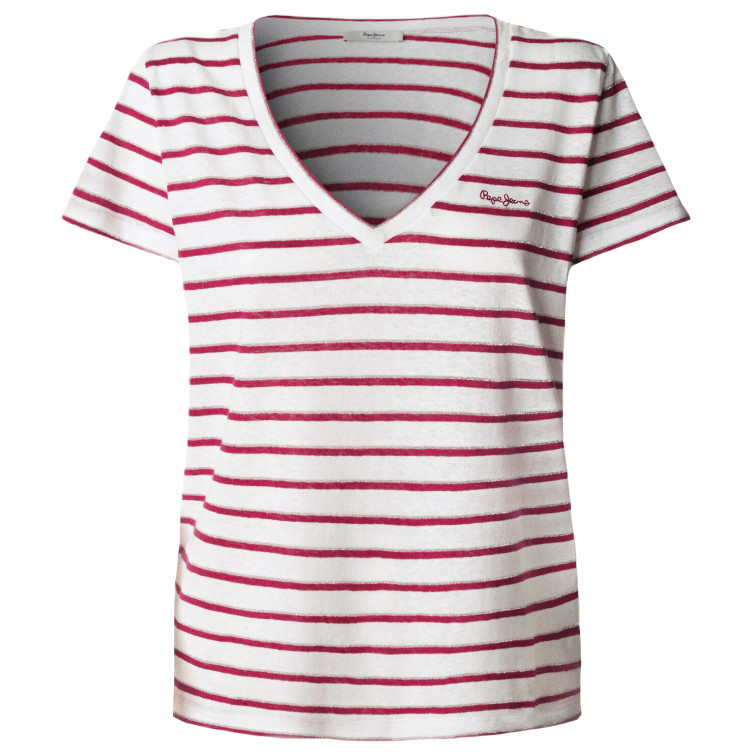 CAMISETA MUJER  PEPE JEANS MEGAN V NECK STRIPED