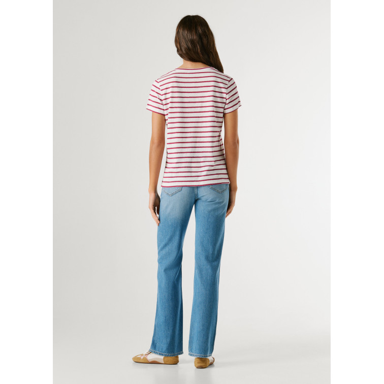 CAMISETA MUJER  PEPE JEANS MEGAN V NECK STRIPED