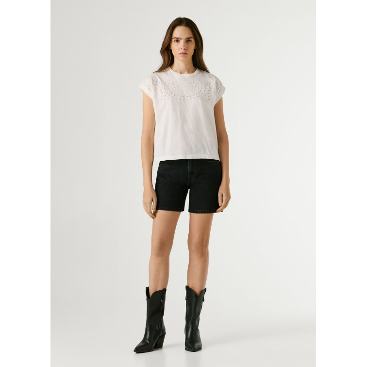 CAMISETA MUJER PEPE JEANS DETALLES CALADOS FLORALES