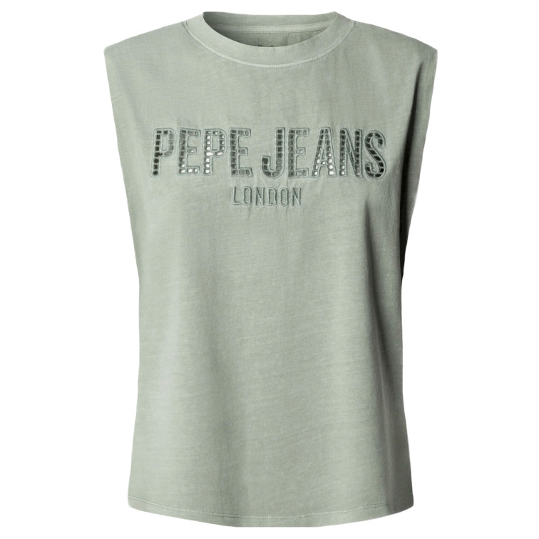 CAMISETA SIN MANGAS MUJER PEPE JEANS LOGO CALADO