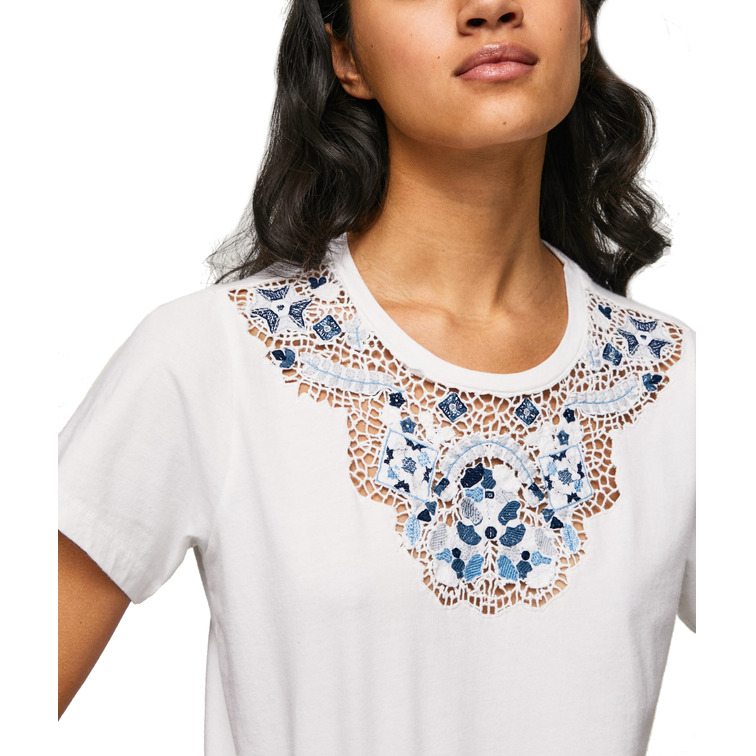CAMISETA ENCAJES CUELLO MUJER PEPE JEANS NALA