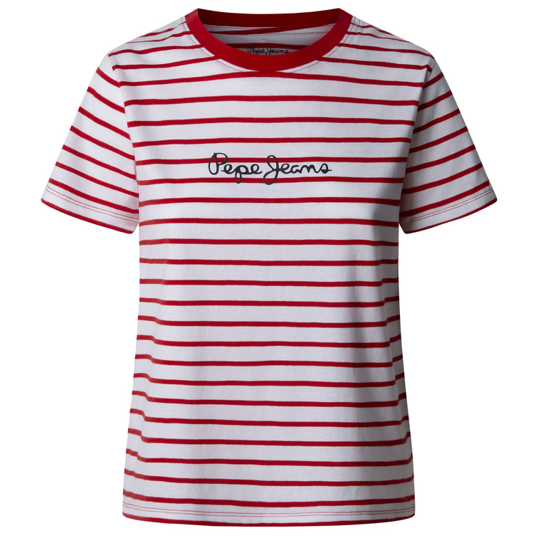 CAMISETA A RAYAS MUJER PEPE JEANS LOGO ESTAMPADO