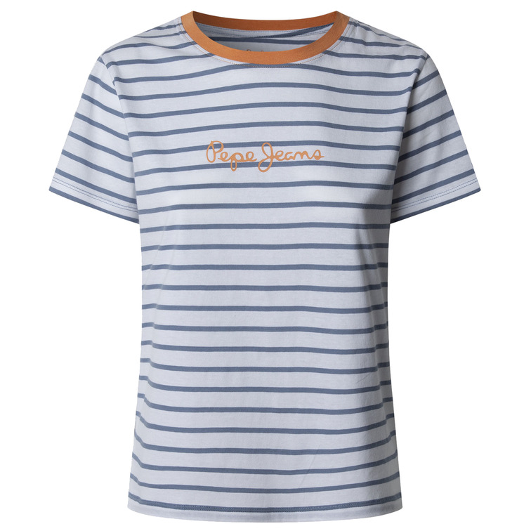 CAMISETA A RAYAS MUJER PEPE JEANS LOGO ESTAMPADO