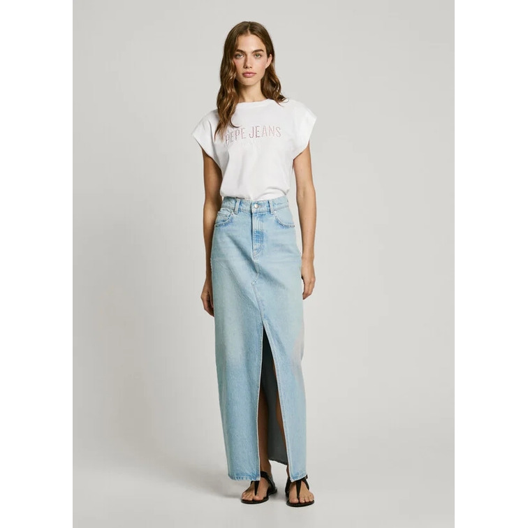 CAMISETA SIN MANGAS MUJER PEPE JEANS LOGO CALADO