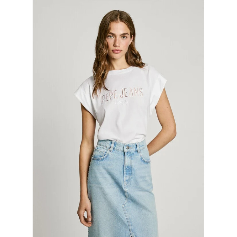 CAMISETA SIN MANGAS MUJER PEPE JEANS LOGO CALADO