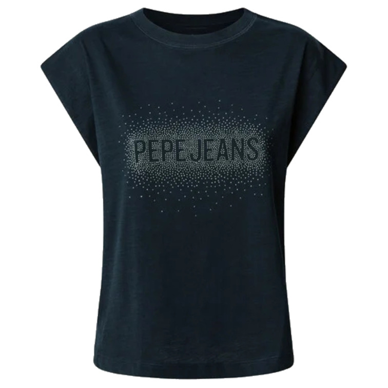 CAMISETA MUJER PEPE JEANS LOGO STRASS FIT BOXY