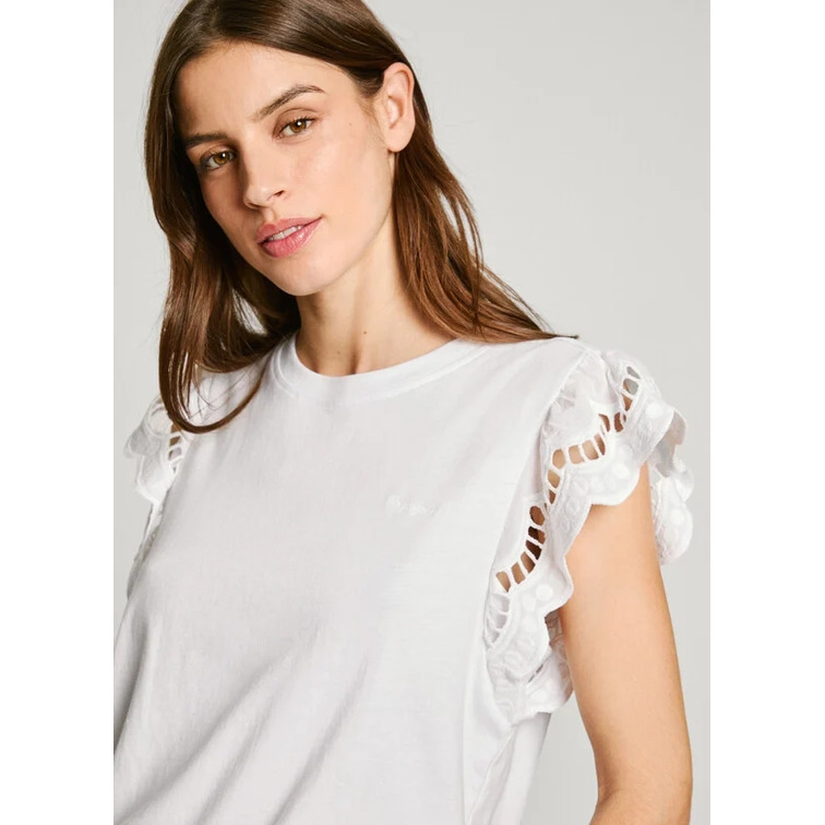 CAMISETA MUJER PEPE JEANS MANGAS BORDADAS