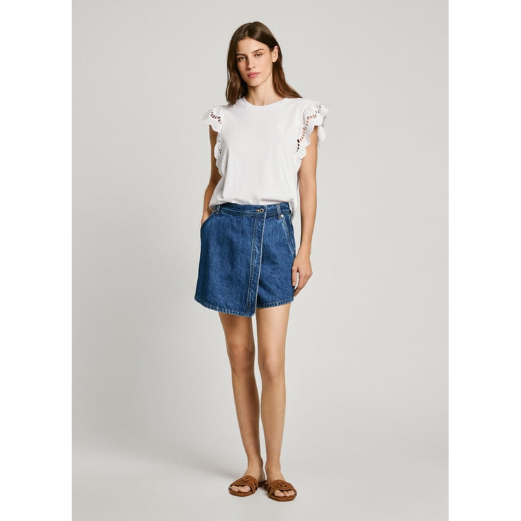CAMISETA MUJER PEPE JEANS MANGAS BORDADAS