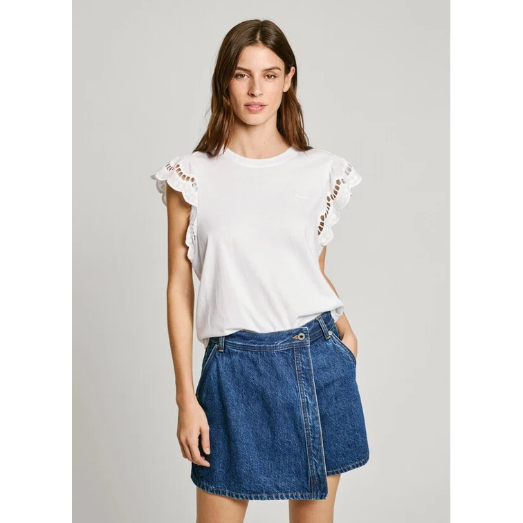 CAMISETA MUJER PEPE JEANS MANGAS BORDADAS