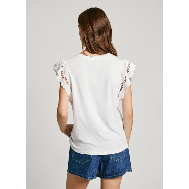 CAMISETA MUJER PEPE JEANS MANGAS BORDADAS