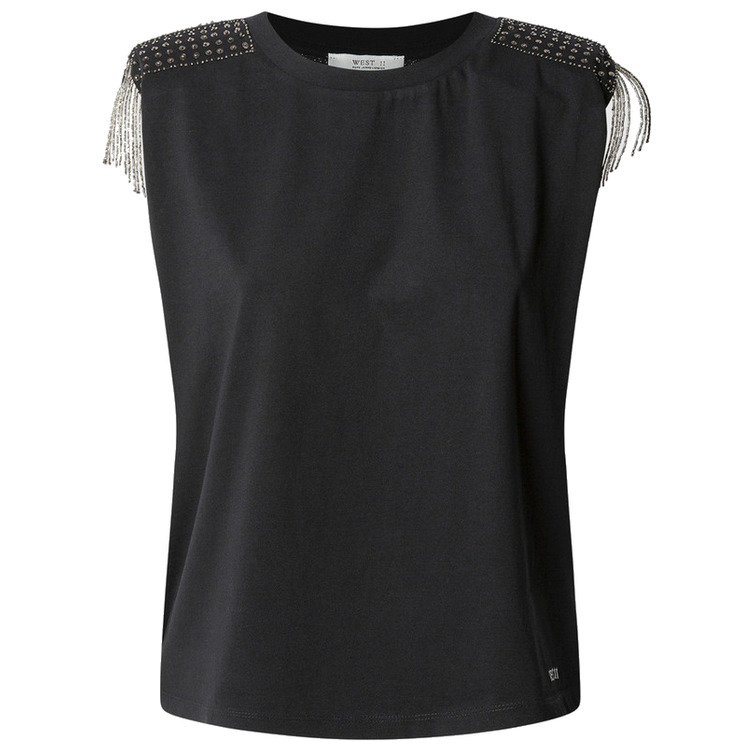 CAMISETA MUJER PEPE JEANS HOMBROS CON STRASS