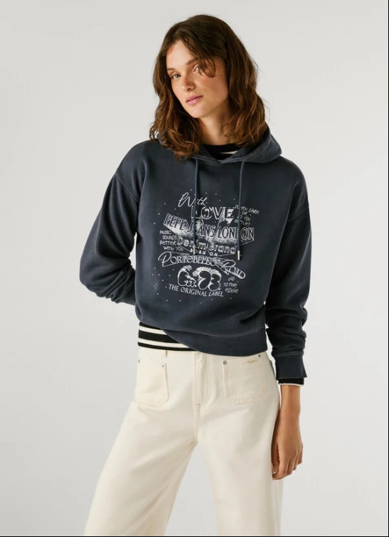 SUDADERA CON CAPUCHA MUJER PEPE JEANS CON GRÁFICO ESTAMPADO