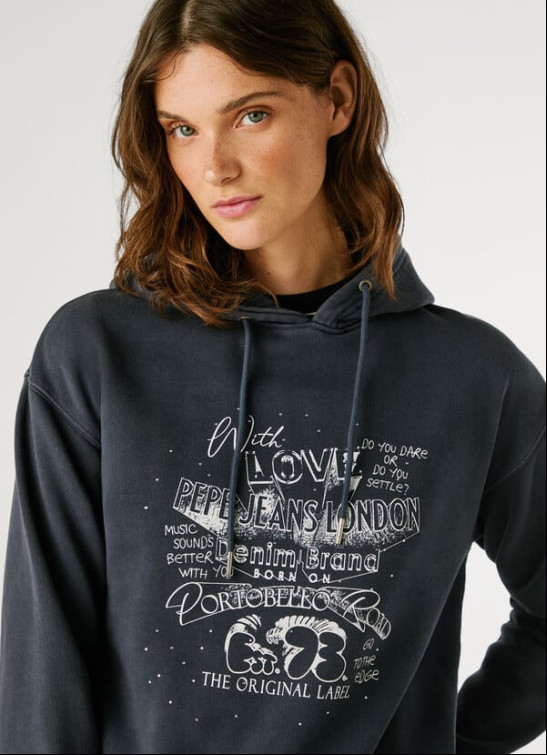 SUDADERA CON CAPUCHA MUJER PEPE JEANS CON GRÁFICO ESTAMPADO