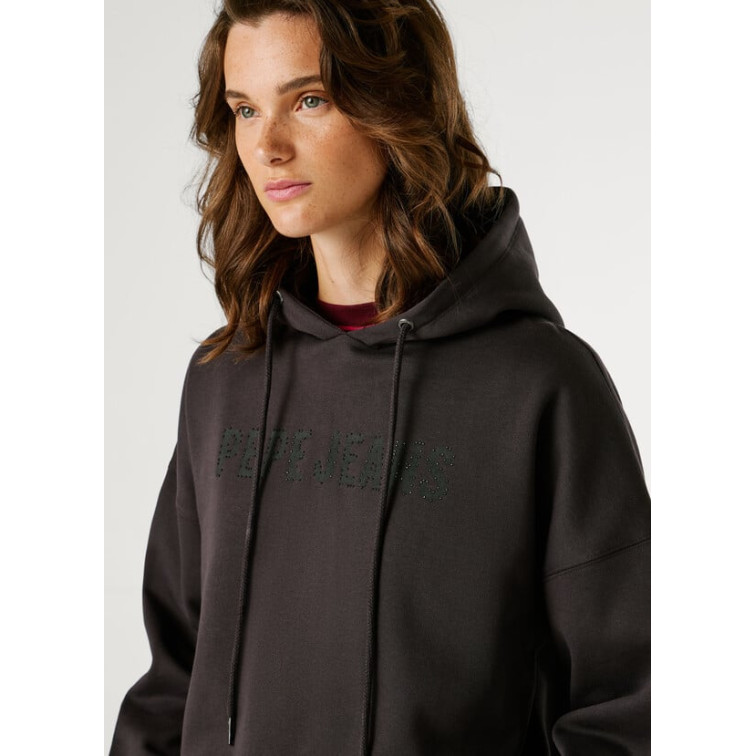 SUDADERA CAPUCHA MUJER PEPE JEANS LOGO STRASS
