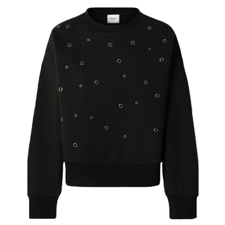 SUDADERA CUELLO REDONDO MUJER PEPE JEANS CON TACHUELAS