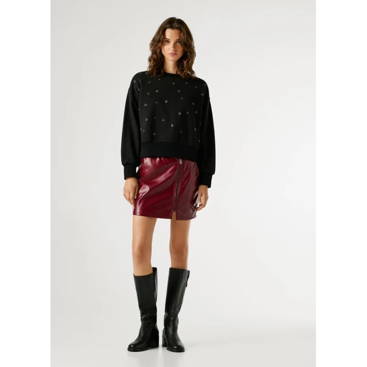 SUDADERA CUELLO REDONDO MUJER PEPE JEANS CON TACHUELAS