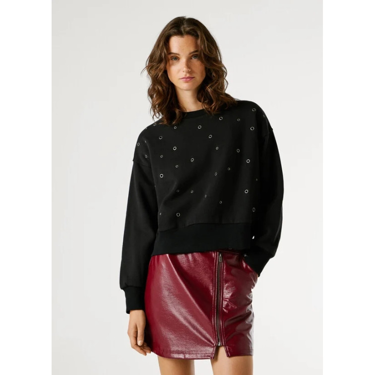 SUDADERA CUELLO REDONDO MUJER PEPE JEANS CON TACHUELAS