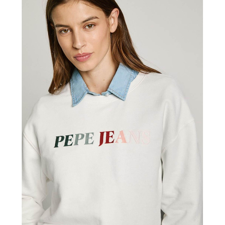 SUDADERA MUJER PEPE JEANS LOGO MULTICOLOR BORDADO