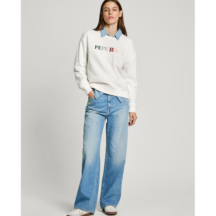 SUDADERA MUJER PEPE JEANS LOGO MULTICOLOR BORDADO