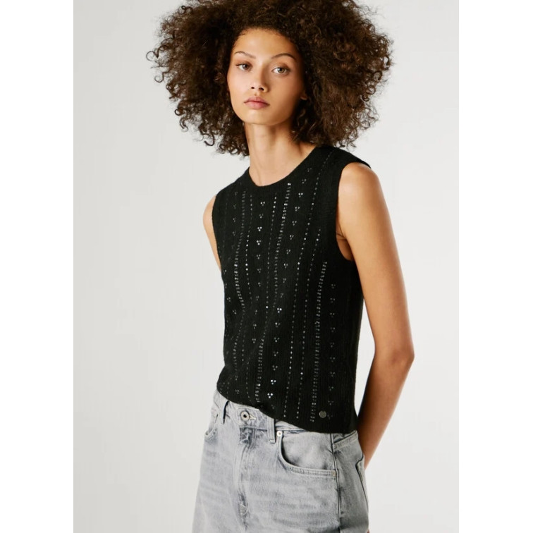 TOP DE PUNTO MUJER PEPE JEANS CON LENTEJUELAS