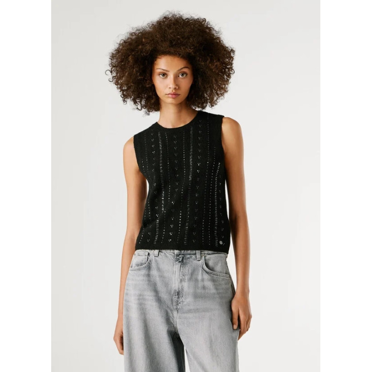 TOP DE PUNTO MUJER PEPE JEANS CON LENTEJUELAS