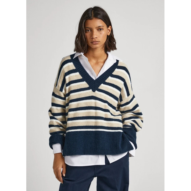 JERSEY CUELLO PICO RAYAS MUJER PEPE JEANS DEBBIE