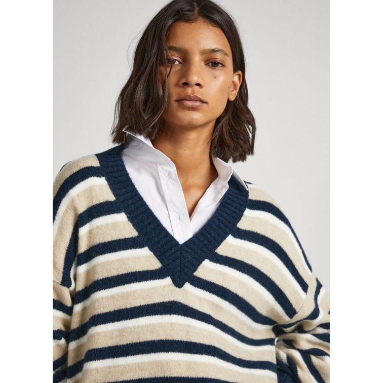 JERSEY CUELLO PICO RAYAS MUJER PEPE JEANS DEBBIE
