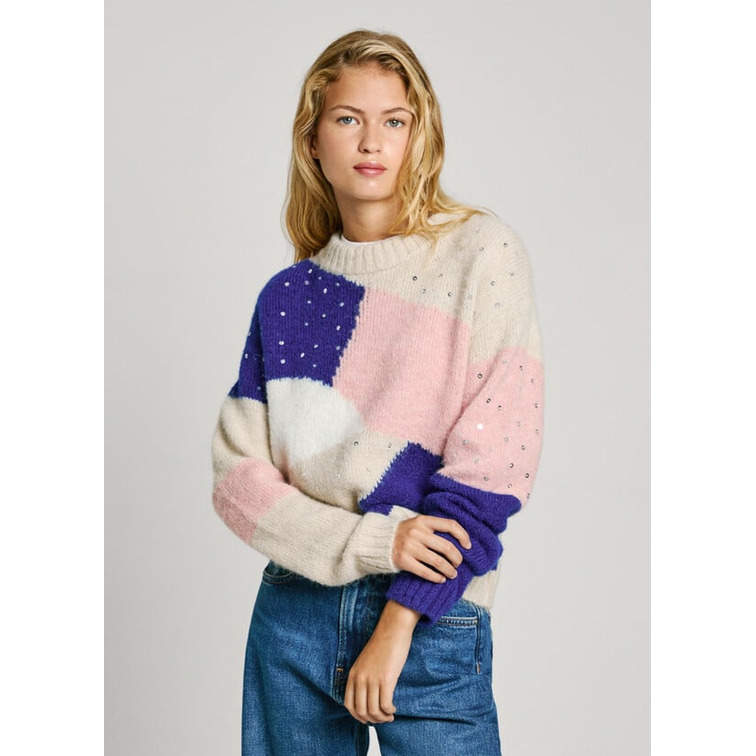 JERSEY COLORBLOCK MUJER PEPE JEANS CUELLO REDONDO