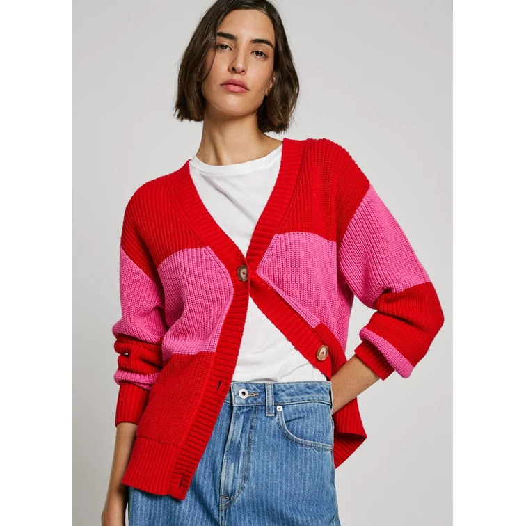 CARDIGAN DE RAYAS MUJER PEPE JEANS CUELLO PICO