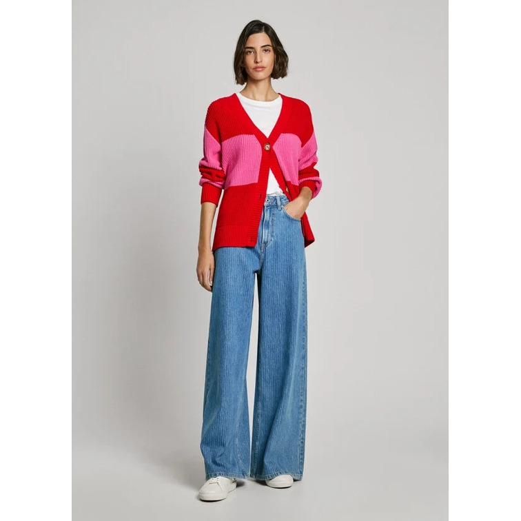 CARDIGAN DE RAYAS MUJER PEPE JEANS CUELLO PICO