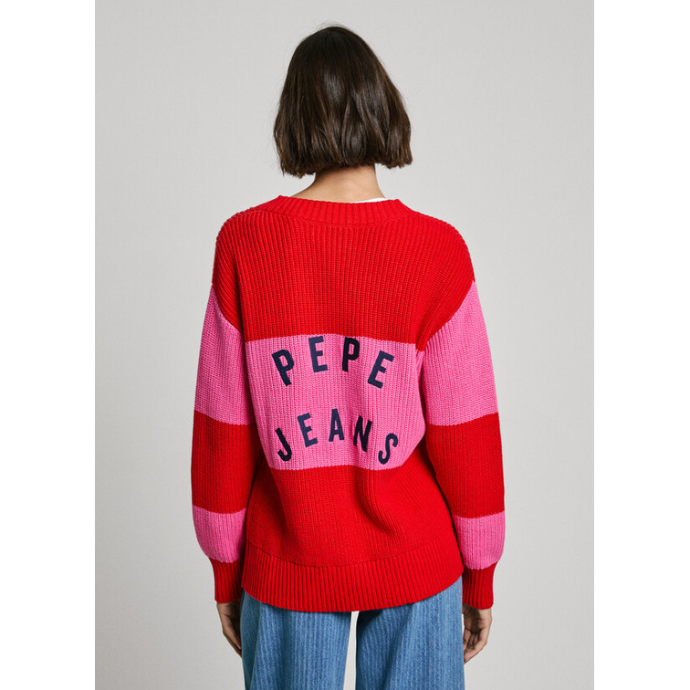 CARDIGAN DE RAYAS MUJER PEPE JEANS CUELLO PICO
