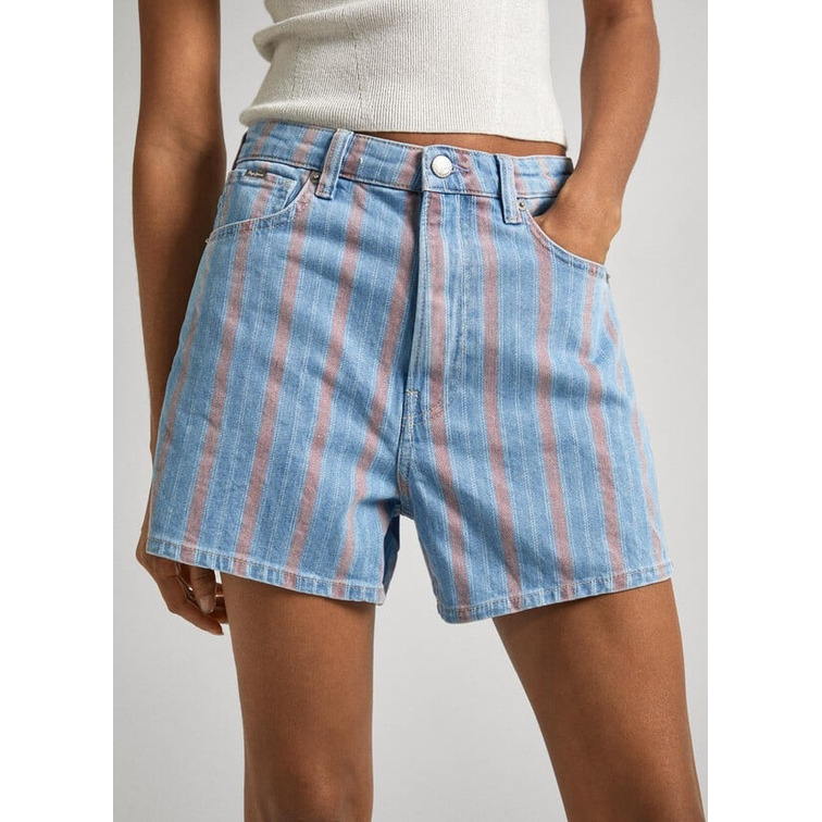 PANTALÓN CORTO MUJER  PEPE JEANS A-LINE SHORT UHW STRIPE