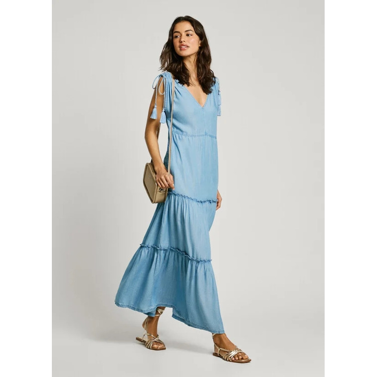 VESTIDO LARGO MUJER PEPE JEANS CUELLO PICO