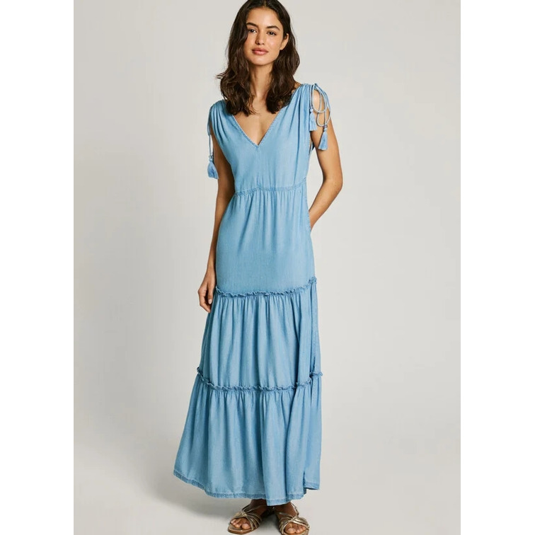 VESTIDO LARGO MUJER PEPE JEANS CUELLO PICO