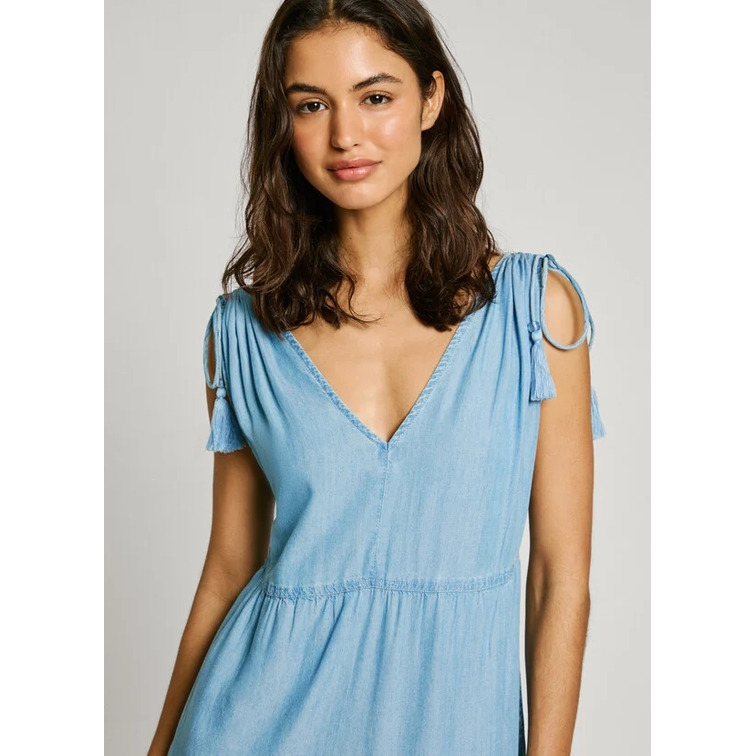 VESTIDO LARGO MUJER PEPE JEANS CUELLO PICO