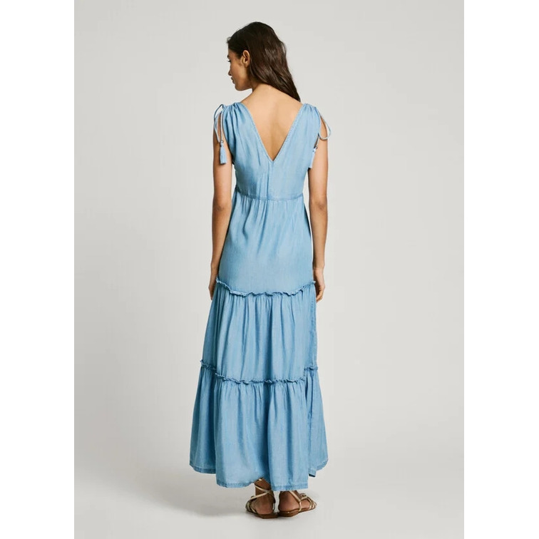 VESTIDO LARGO MUJER PEPE JEANS CUELLO PICO