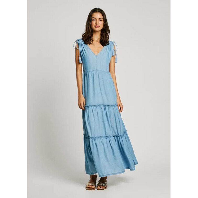 VESTIDO LARGO MUJER PEPE JEANS CUELLO PICO