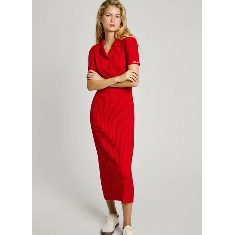 VESTIDO LARGO MUJER PEPE JEANS EN TEJIDO CANALÉ