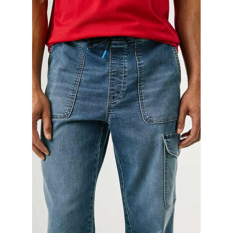 VAQUERO HOMBRE  PEPE JEANS RELAXED CARGO MID BLUE