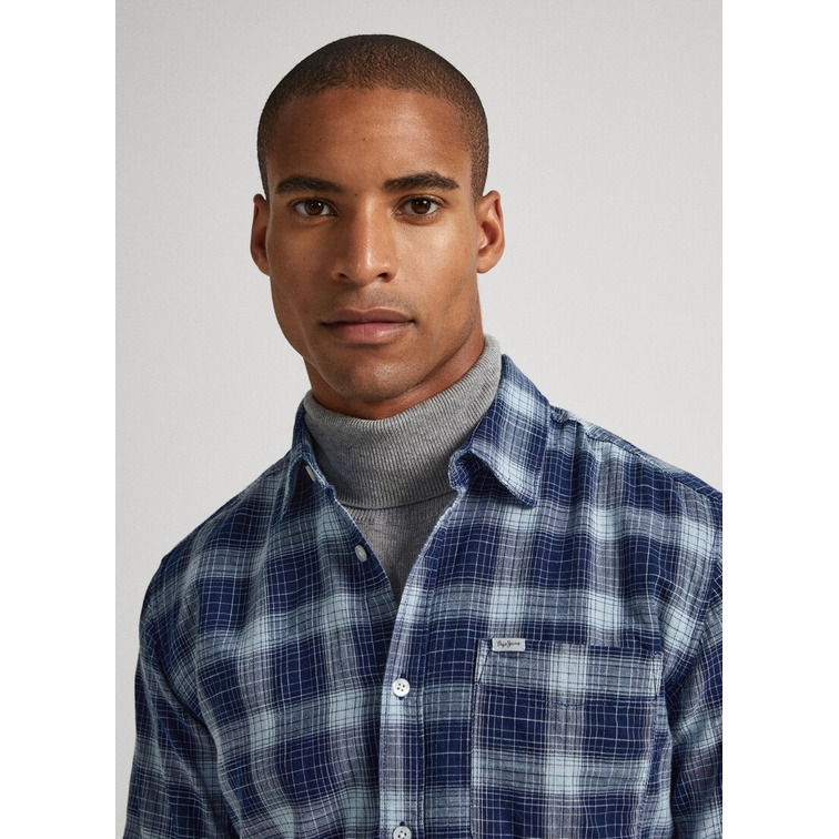 CAMISA ALGODÓN ÍNDIGO CUADROS HOMBRE PEPE JEANS CLAUDE