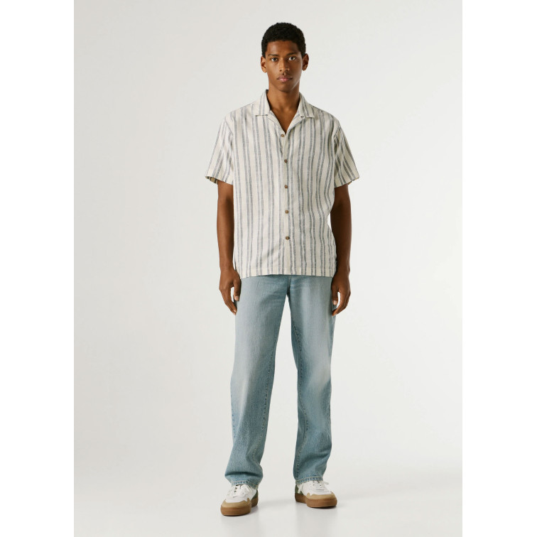 CAMISA DE RAYAS HOMBRE PEPE JEANS CON CUELLO CUBANO
