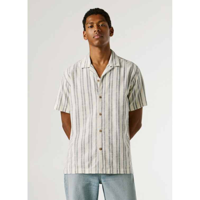 CAMISA DE RAYAS HOMBRE PEPE JEANS CON CUELLO CUBANO