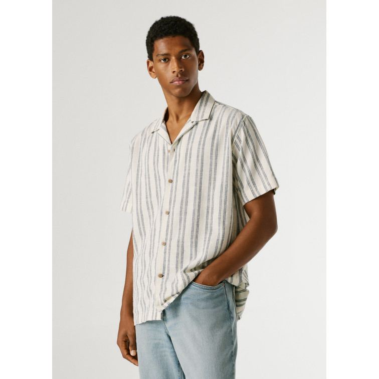 CAMISA DE RAYAS HOMBRE PEPE JEANS CON CUELLO CUBANO