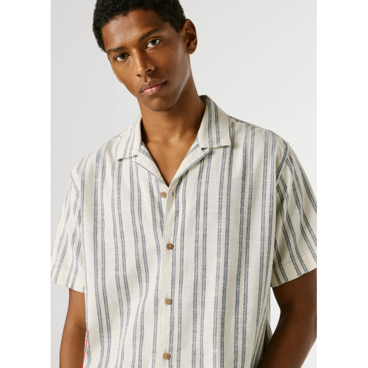 CAMISA DE RAYAS HOMBRE PEPE JEANS CON CUELLO CUBANO