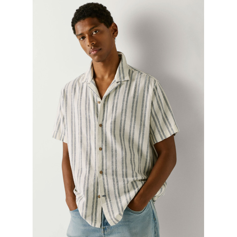 CAMISA DE RAYAS HOMBRE PEPE JEANS CON CUELLO CUBANO