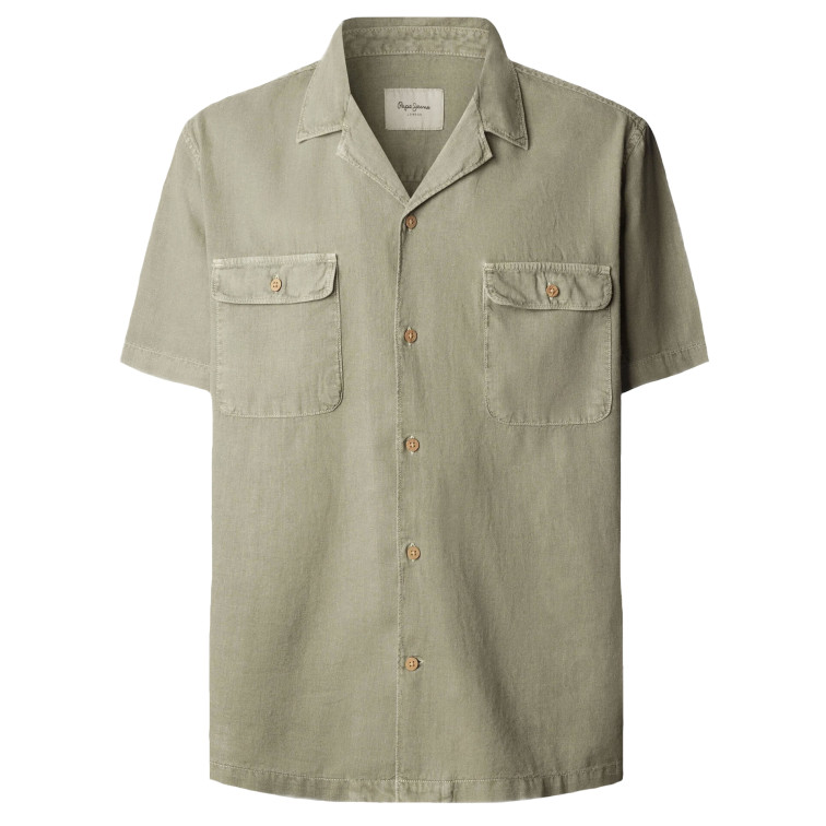 CAMISA DE LINO HOMBRE PEPE JEANS CON CUELLO CUBANO